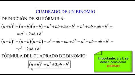 Binomio Al Cuadrado Formula