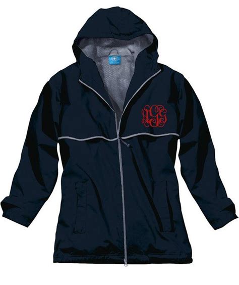 Navy Monogrammed Personalized Rain Jacket Chest Monogram Included