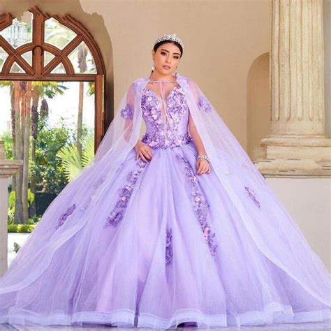 Quinceañera Tulle Sweet 1516 Princess Ball Gown With Cape 3d Flowers
