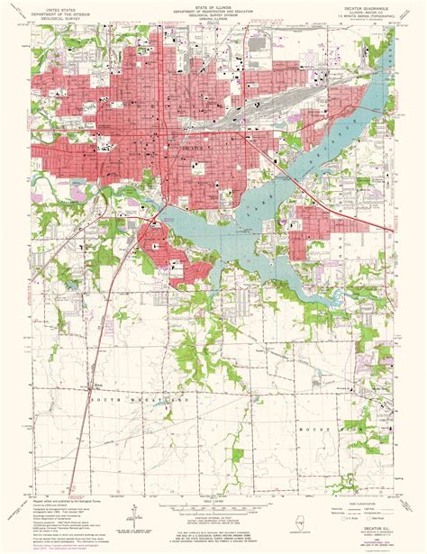 Topo Map Decatur Illinois Quad Usgs 1975 2300 X 2990 Glossy