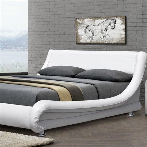 Italian Designer Faux Leather Bed Frame In White