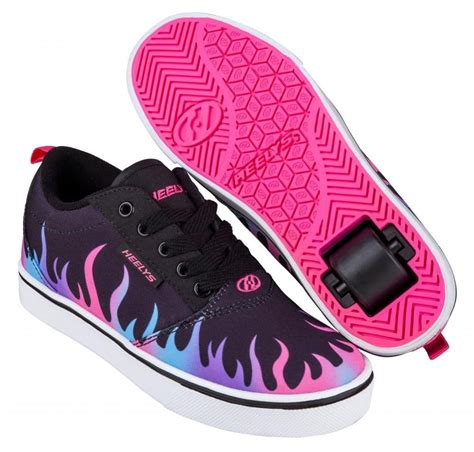 Heelys Pro 20 Prints Wheels Skating Girls Shoes Black/Neon Pink 