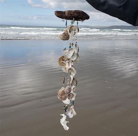 Driftwood 5 Strand Sea Shell Beaded Windchime Mobile Etsy Driftwood
