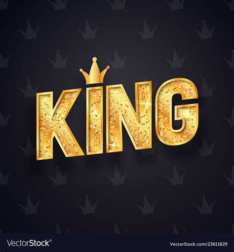 Gold King Text With Decorative Golden Crown Vector Image
