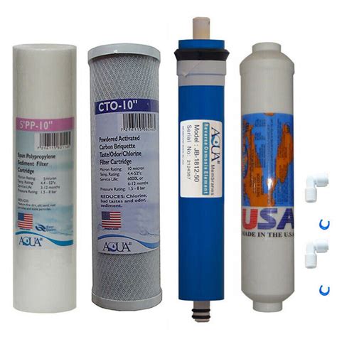 4 Stage Reverse Osmosis Replacement Filter Set With 50 Gpd Membrane