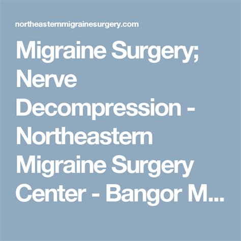 Migraine Surgery Nerve Decompression Northeastern Migraine Surgery
