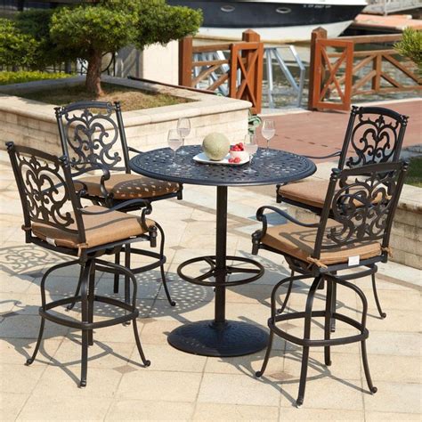 Darlee Santa Barbara 5 Piece Cast Aluminum Patio Bar Set W 42 Inch