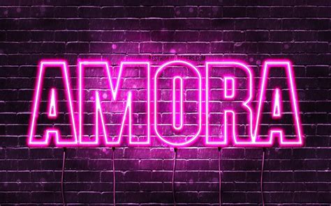 Download Wallpapers Amora 4k Wallpapers With Names Female Names Amora Name Purple Neon