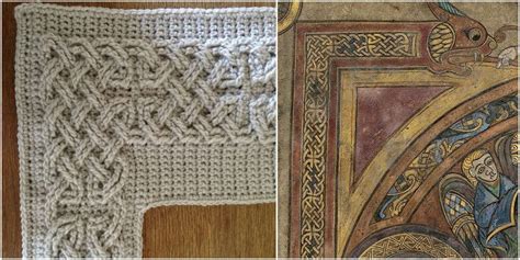 large celtic cables  square knot crochet stitches  blankets book  kells celtic designs