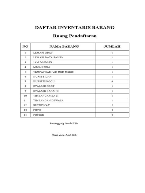 Daftar Inventaris Pdf