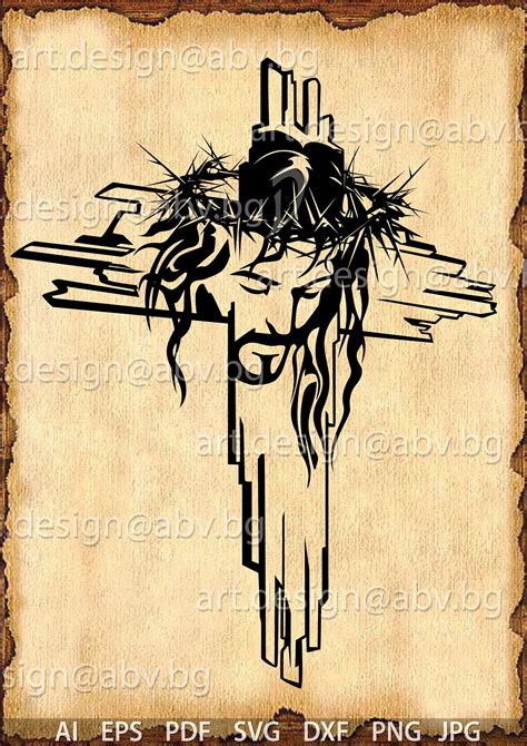 Vector Cross Wiith Jesus Crow Of Thorns Ai Eps Pdf Svg Etsy Jesus