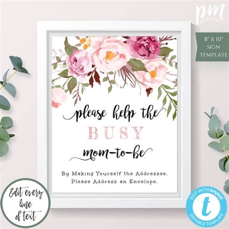 Help The Busy Mom To Be Make Yourself The Addressee Sign Etsy