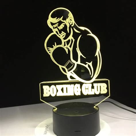 Boxing Man 3d Visual Modelling Led Night Light For Boxing Club