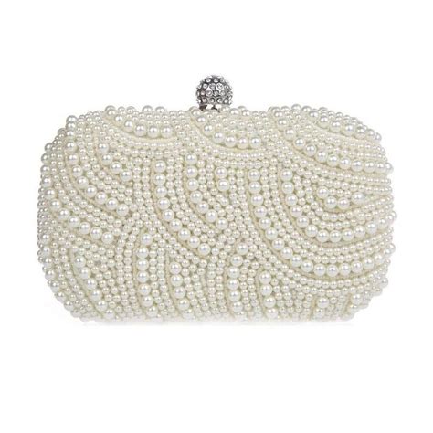 Couture Bridal Accessories Ivory Beaded Pearl Wedding Clutch Purse