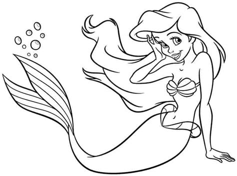 Princess Ariel Smiling Coloring Page - Free Printable ...