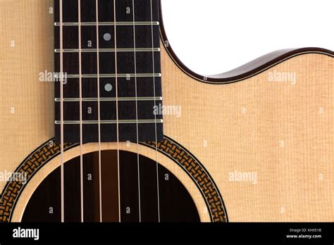 Acoustic Guitar Close Up On White Background Stock Photo Alamy