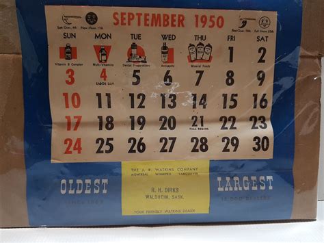 1950 Waldheim Watkins Calendar