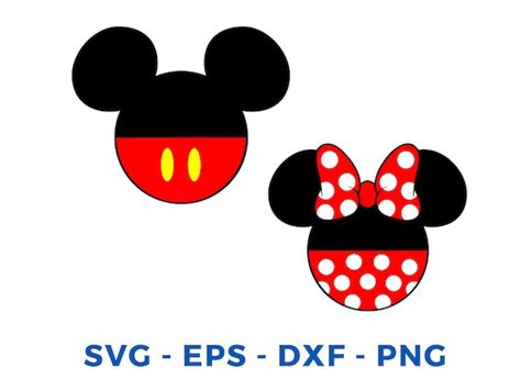 Mickey And Minnie Head Layered Svg Dxf Eps Vector Cuttable Etsy