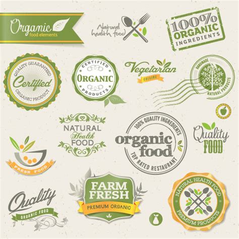 Set Of Organic Food Labels Vector 01 Welovesolo