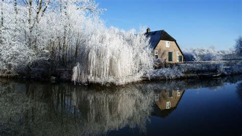 Wallpaper Lake Water Nature Reflection Snow Winter House Ice