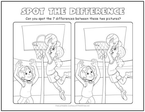 Basketball Spot The Difference Picture Puzzle Print It Free