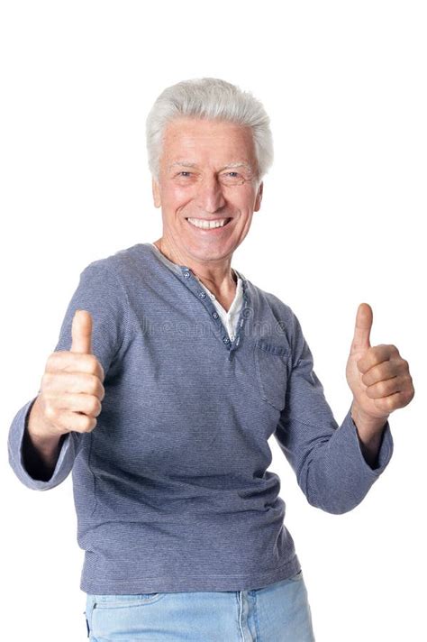 Portrait Of Happy Senior Man Showing Thumbs Up Stock Image Image Of