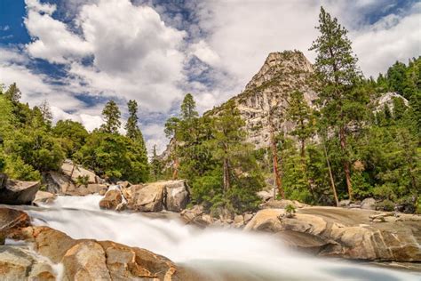 Mist Falls In Kings Canyon National Park In California Stock Photo
