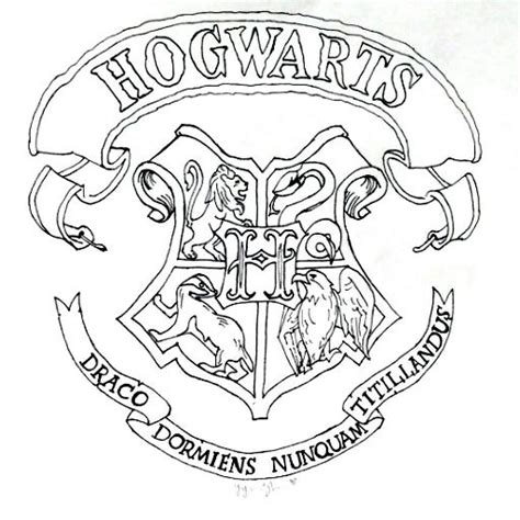Consisting of recognizable letters h and p, surrounded by a discontinuous oval and a flying ball with. Hogwarts crest drawing | Harry Potter Amino