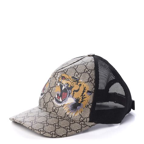 Gucci Gg Supreme Monogram Tiger Print Baseball Hat 59 Beige 596607
