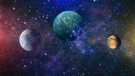 Planets Stars And Galaxies In Outer Space Showing The
