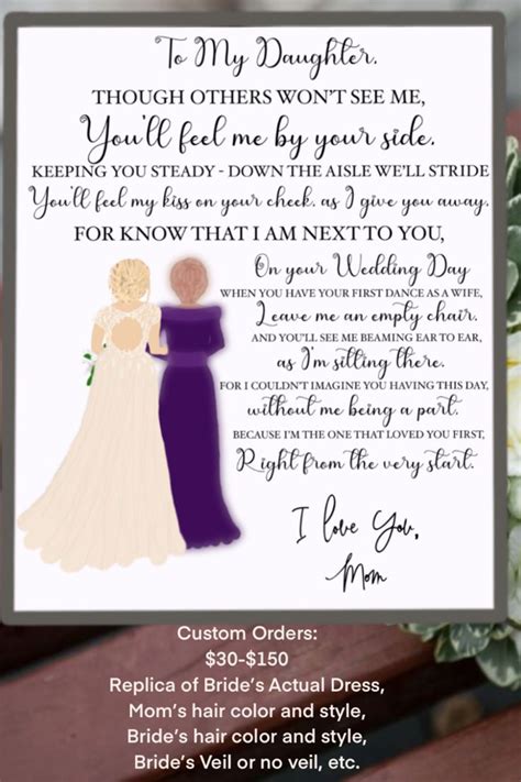 To My Daughter On Wedding Day From Mother Who Has Passed Away In Heaven Etsy Wedding Poems