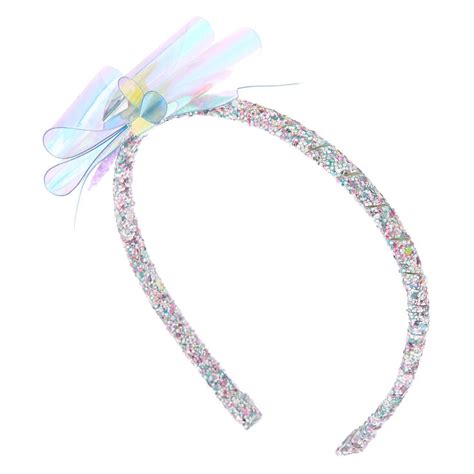 Claires Club Glitter Bow Headband Claires Us