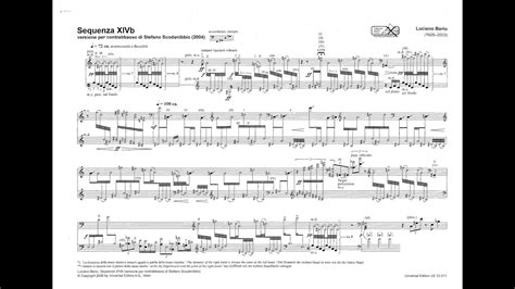 Luciano Berio Sequenza Xivb For Double Bass Audio Score Youtube