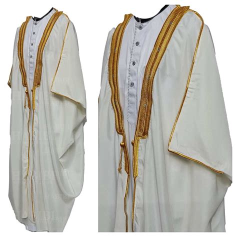 Mens Premium Half Sleeve Arabian Bisht Off White