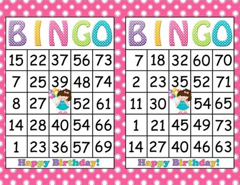 You can print at home or send out individual bingo cards to play virtual bingo on any device. Printable Bingo Birthday Girl Party Game by ...