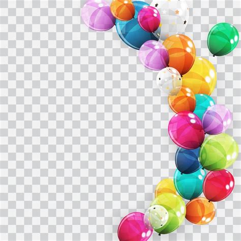 Balões De Cor Brilhante Feliz Aniversário Vetor Premium