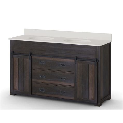Style selections morriston 30 in white single sink bathroom vanity. Style Selections Morriston 60-in Distressed Java Double Sink Bathroom Vanity with White ...