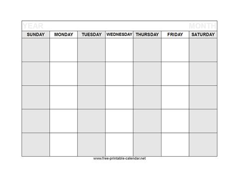 Printable Blank Calendar