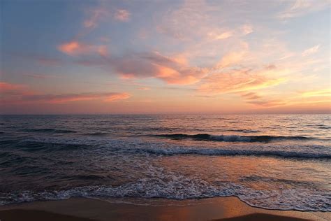 Hd Wallpaper Sea Wave Beach Sunset Clouds Sky Low Tide Foam