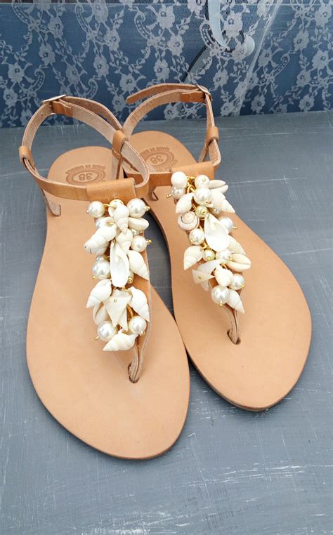 Beach Wedding Seashells Decorated Sandals Summer Sandals Cowrie