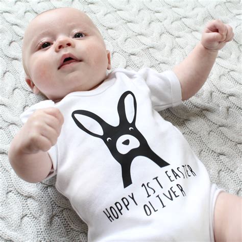 When it's baby's first easter﻿, the classic plastic eggs and jelly beans just won't cut it. Baby's First Easter, Personalised Bunny Babygrow By ...
