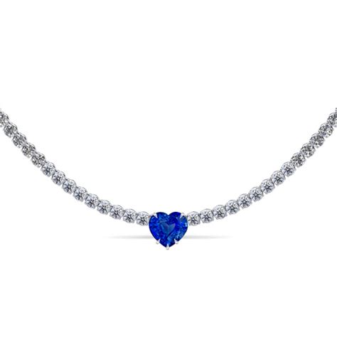 3 Carat Heart Blue Ceylon Sapphire And Diamond Choker Necklace