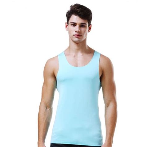 Ice Silk Men Undershirts High Quality Comfy Fitness Elastic Basic O