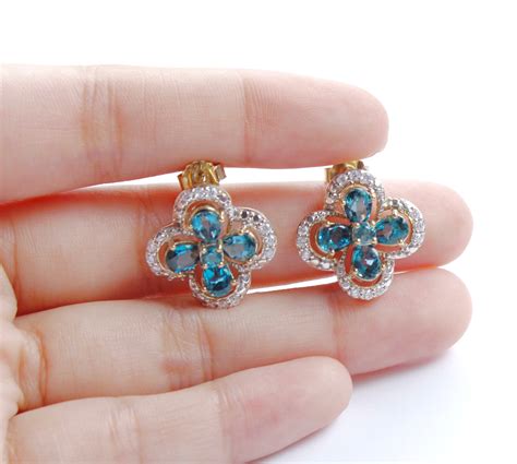 London Blue Topaz Stud Earrings Womens Earrings Jewelry Etsy