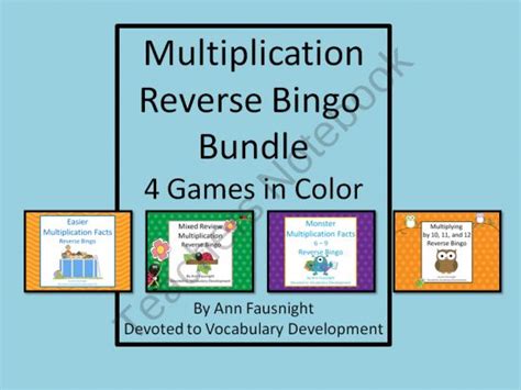 Multiplication Reverse Bingo Bundle Color Games From Devoted To