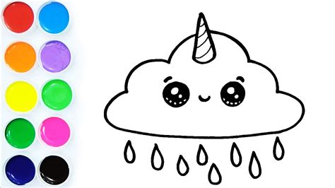 Como Dibujar Y Colorear Una Nube De Unicornio Dibujos Faciles Para
