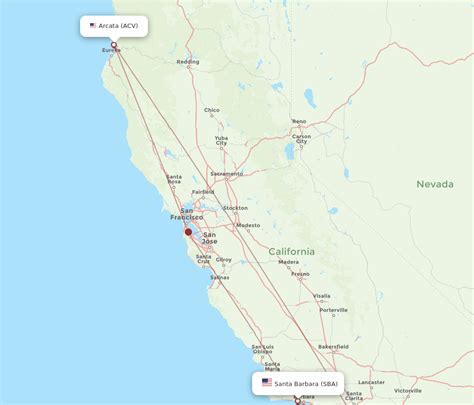 Flights From Arcata To Santa Barbara Acv To Sba Flight Routes