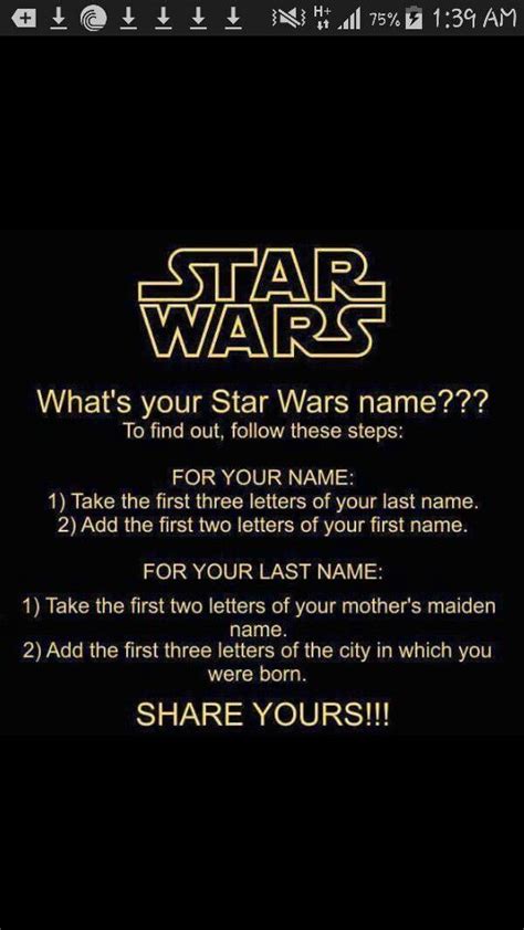 Qhats Your Star Wars Name Star Wars How To Find Out Names