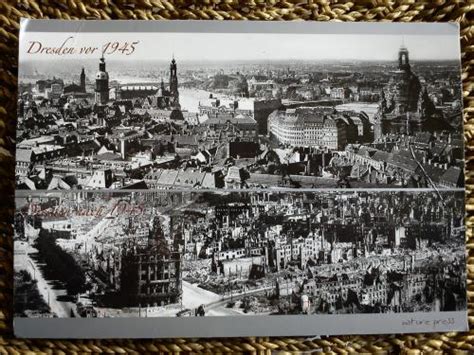 722 heavy bombers burned the city to the ground. Postcard DE-1202684: Dresden 1945-before and after Allied ...