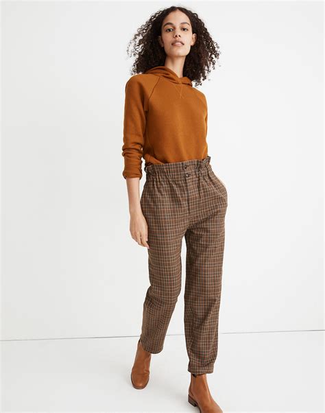 Madewell Plaid Paperbag Tapered Pants Shopstyle